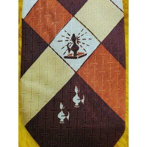 1940s 1950s BOLD SWING DOOWOP SPACE AGE ROCKABILLY TIE ~BROWN ORANGE CHECK ~ 54"